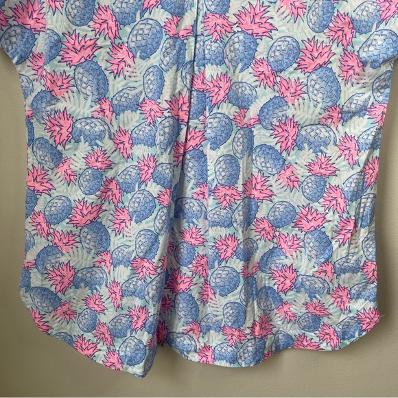 Vineyard Vines pineapple printed popover half button boho tropical shirt size 8 - Picture 9 of 12